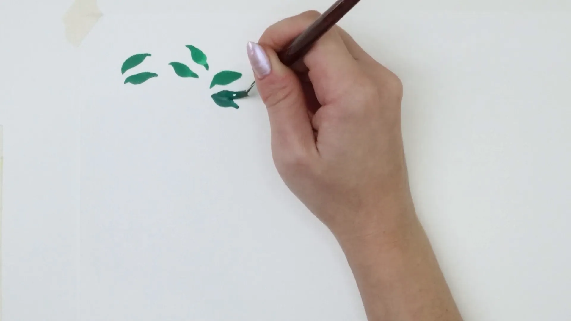 Two brushstroke leaf demonstrations